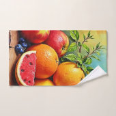 フレッシュフルーツのミックスデザイン バスタオルセット (ハンドタオル)