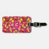 フレッシュフルーツイチゴ&レモンモノグラム – ピンク ラゲッジタグ (正面横)