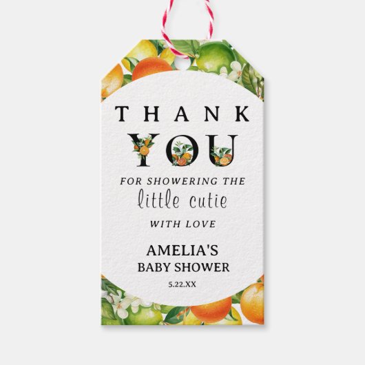 フレッシュフルーツベビーシャワーありがとうメッセージカード ギフトタグ (正面)