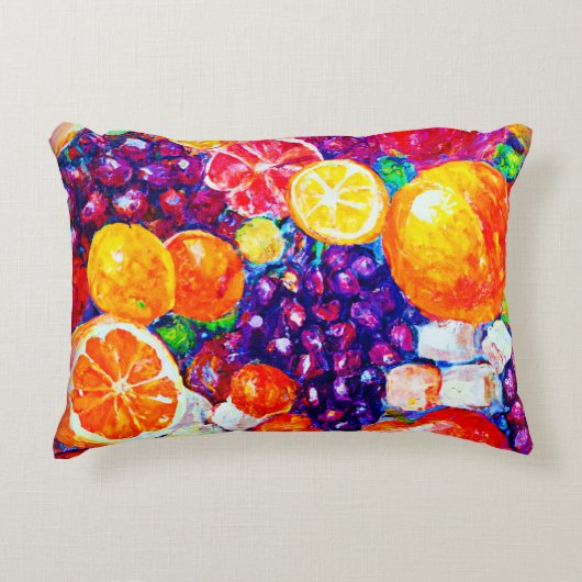 「フレッシュフルーツ柄」かわいいアー買ト アクセントクッション (正面)