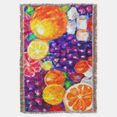 「フレッシュフルーツ柄」かわいいアー買ト スローブランケット (正面縦)