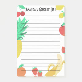 フレッシュフルーツ食料品店リストの食事計画 ポストイット