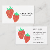 フレッシュフルーツ：いちご図解入りの、写真付きの 名刺 (正面/裏面)