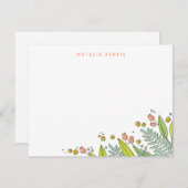 フレッシュフローラパーソナライズされた園文房具カード 招待状 (正面/裏面)