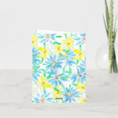 フレッシュブルーイエローウォーター色の花母の日 カード (裏面)