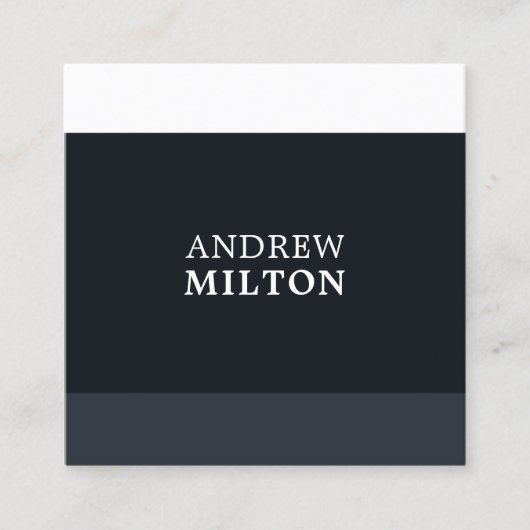 フレッシュブルーカッコいいホワイトコンサルタストライプント スクエア名刺 (正面)