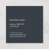 フレッシュブルーカッコいいホワイトコンサルタストライプント スクエア名刺 (裏面)