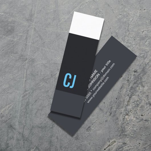 フレッシュブルーカッコいいホワイトズストライプモノグラムコンサルタント スキニー名刺