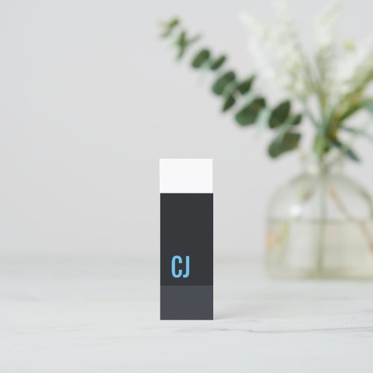 フレッシュブルーカッコいいホワイトズストライプモノグラムコンサルタント スキニー名刺 (スタンド正面)