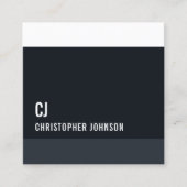 フレッシュブルーカッコいいホワイトズストライプモノグラムコンサルタント スクエア名刺 (正面)