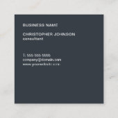 フレッシュブルーカッコいいホワイトズストライプモノグラムコンサルタント スクエア名刺 (裏面)