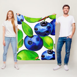 フレッシュブルーベリーアート フリースブランケット