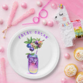 フレッシュブルーベリークールジュース飲料 – 夏のパーティー ペーパープレート (パーティー)