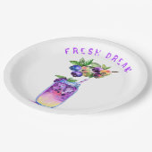 フレッシュブルーベリークールジュース飲料 – 夏のパーティー ペーパープレート (アングル)