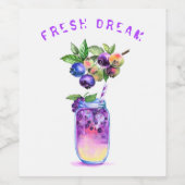 フレッシュブルーベリージュースカッコいいドリンク – サマーカクテル ワインラベル (シングルラベル)