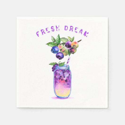 フレッシュブルーベリードリンクナプキンス – カスタム文字 スタンダードカクテルナプキン (正面)