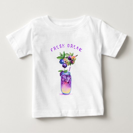 フレッシュブルーベリードリンクベビーTシャツ – カスタム文字 ベビーTシャツ (正面)