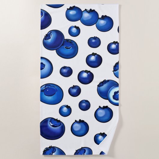 フレッシュブルーベリーパターン ビーチタオル (正面)