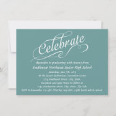 フレッシュブルー渦巻形のスクリプト卒業披露宴 招待状 (裏面)