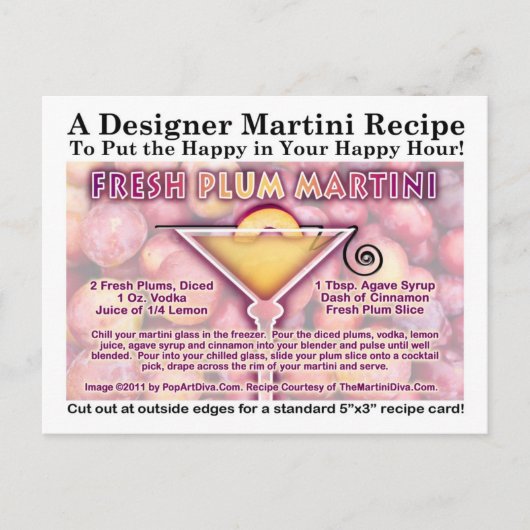 フレッシュプラムマルティーニレシピはがき ポストカード (正面)
