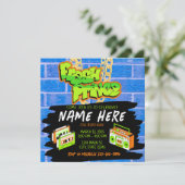 フレッシュプリンス90sブームボックスブルーオレンジ誕生日 招待状 (スタンド正面)