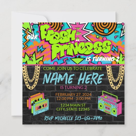 フレッシュプリンセス誕生日招待状 招待状 (正面)