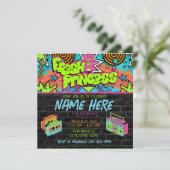 フレッシュプリンセス90年代のポータブルレコーダー 緑 カラフルな誕生日 招待状 (スタンド正面)
