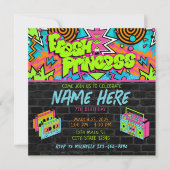 フレッシュプリンセス90年代のポータブルレコーダー 緑 カラフルな誕生日 招待状 (正面)