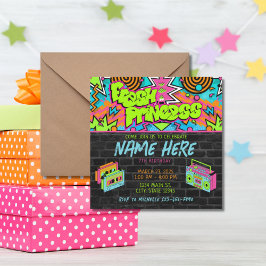 フレッシュプリンセス90sブームボックスグリーンカラフル誕生日 招待状