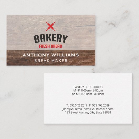 フレッシュベイク | Pastry Chef |木材 | Baker 名刺 (正面/裏面)