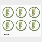 フレッシュベイ葉の大きな丸いシール+文字緑 ラウンドシール (シート)