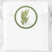 フレッシュベイ葉の大きな丸いシール+文字緑 ラウンドシール (バッグ)