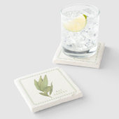 フレッシュベイ葉の大理石コースター(+文字) ストーンコースター (横)