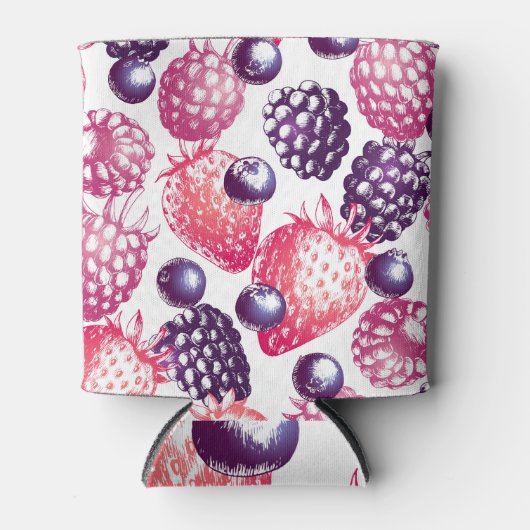 フレッシュベリーカラフル:ヴィンテージ背景。 缶クーラー (正面)