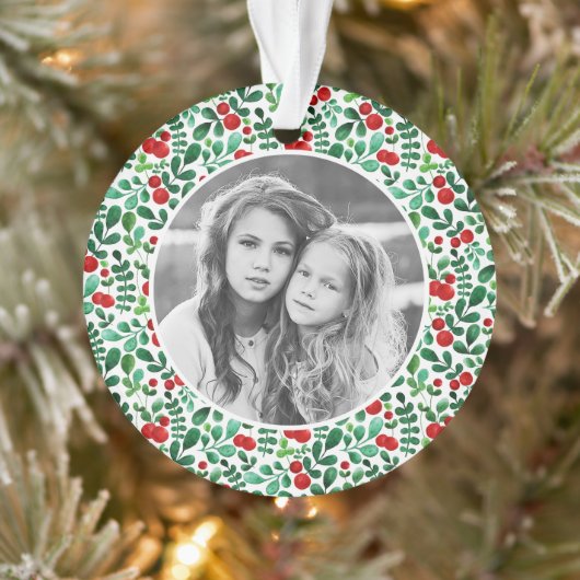 フレッシュベリーズウォーターカラークリスマスホリデーフォト オーナメント (ツリー)