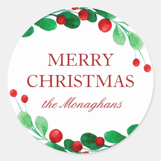 フレッシュベリーパーソナライズされたクリスマスプレゼントのシール ラウンドシール (正面)