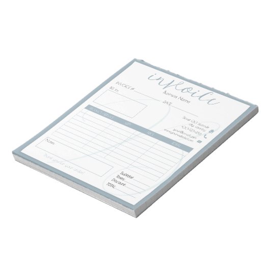 フレッシュボホブルー簡単スモールビジネスインボイス ノートパッド (回転)