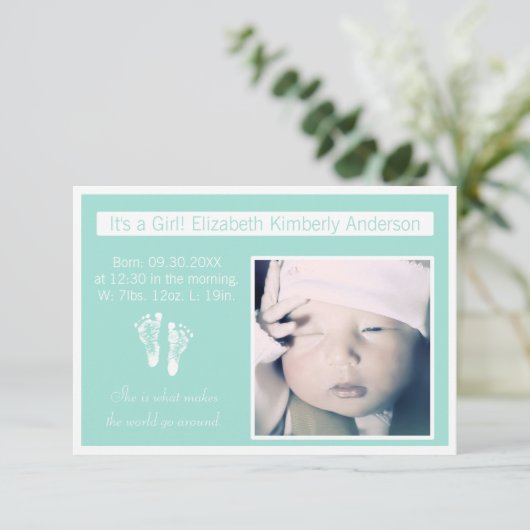 フレッシュミントの足跡の写真の誕生のお知らせ 案内状 (スタンド正面)