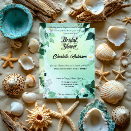 フレッシュミントアンドホワイトデイジーブライダルシャワー 招待状