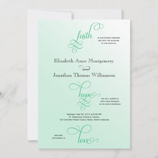 フレッシュミントスクリプト フェイス ホープ＆ラブ ウェディング 招待状 (正面)