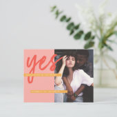 フレッシュモダンはっきりしたコーラルピンク写真I日を保存 ポストカード (スタンド正面)