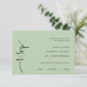 フレッシュモダンオリーブグリーン 出欠カード (スタンド正面)