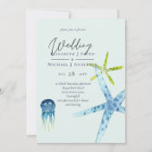 フレッシュモダンビーチ海ライフ結婚式招待状 (正面)