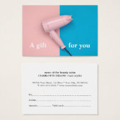 フレッシュモダンピンクブルーヘアスタイリストギフト証明書 (正面&裏面)