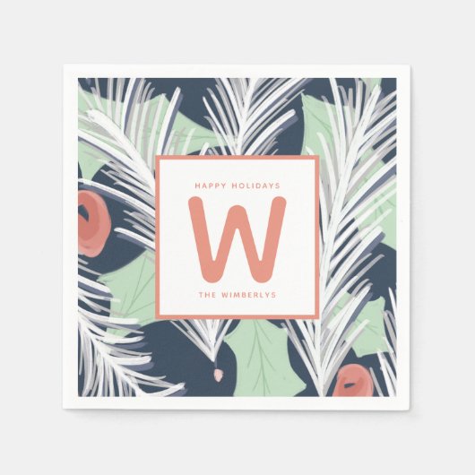 フレッシュモダンホリデーメリーパーティナプキン スタンダードカクテルナプキン (正面)