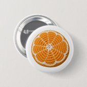 フレッシュモダンミニマルクロシェのオレンジ色のスライスのパターン 缶バッジ (正面&裏面)