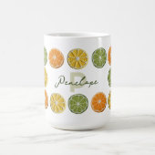 フレッシュモダンミニマルクロシェ柑橘系スライス名 コーヒーマグカップ (中央)