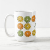 フレッシュモダンミニマルクロシェ柑橘系スライス名 コーヒーマグカップ (左)