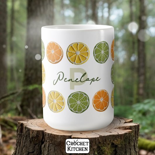 フレッシュモダンミニマルクロシェ柑橘系スライス名 コーヒーマグカップ