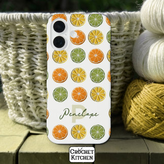 フレッシュモダンミニマルクロシェ柑橘系スライス名 iPhone 16ケース